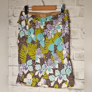 Carlisle Tropical Floral Animal Print Skirt Y2K Career Chic Size 4